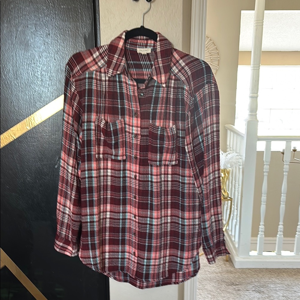 (Anthropologie Pilcro) Plaid oversized Shirt in Red and Blue